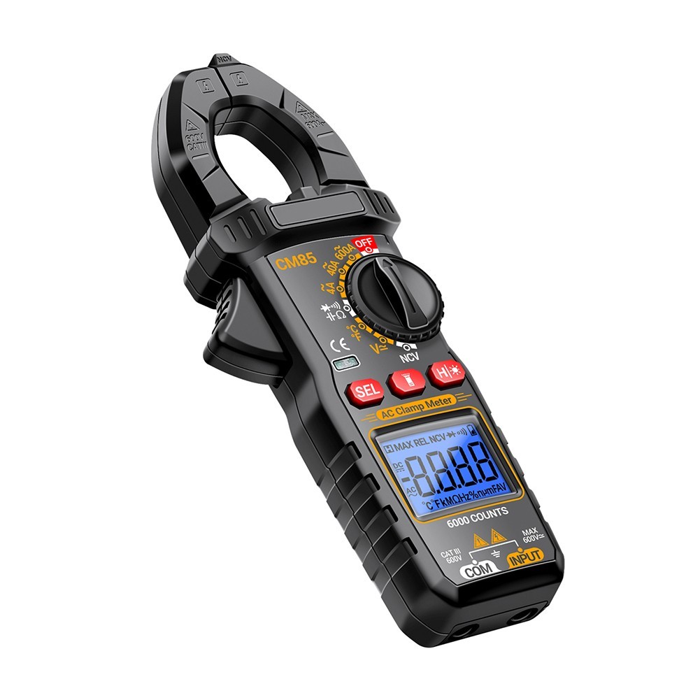 CM85 Clamp Meter with Backlight Flashlight NCV Diode Buzzer 6000 Count