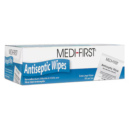 Medi-First 21433 Antiseptic Wipes, 16-7/8 In., Pk100