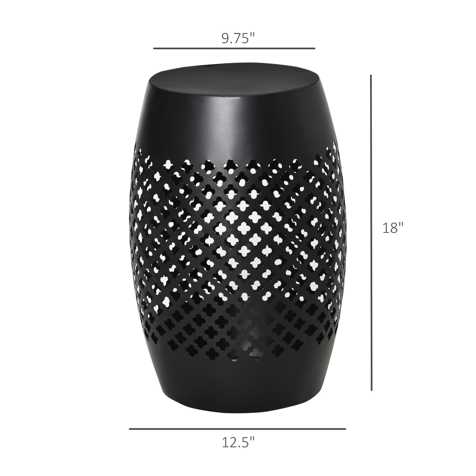 12" Outdoor Garden Accent Table, Black