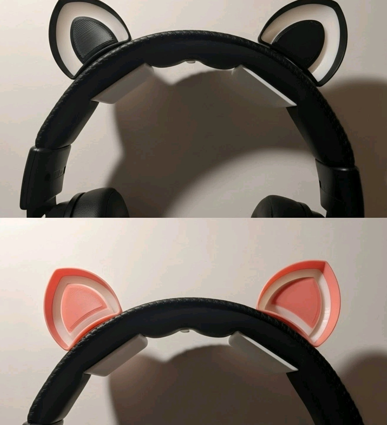 Headphones/Headset Cat and Panda Ears (3D Printed Pair)