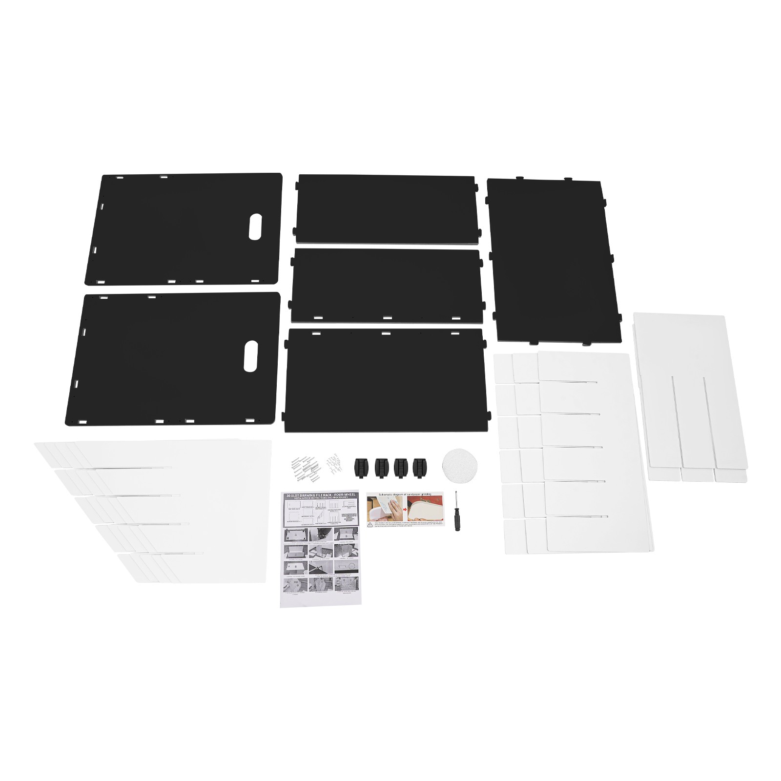 Mobile Roll File Storage Rack, Roll Files Storage Cabinet with Wheels, 30 Slots