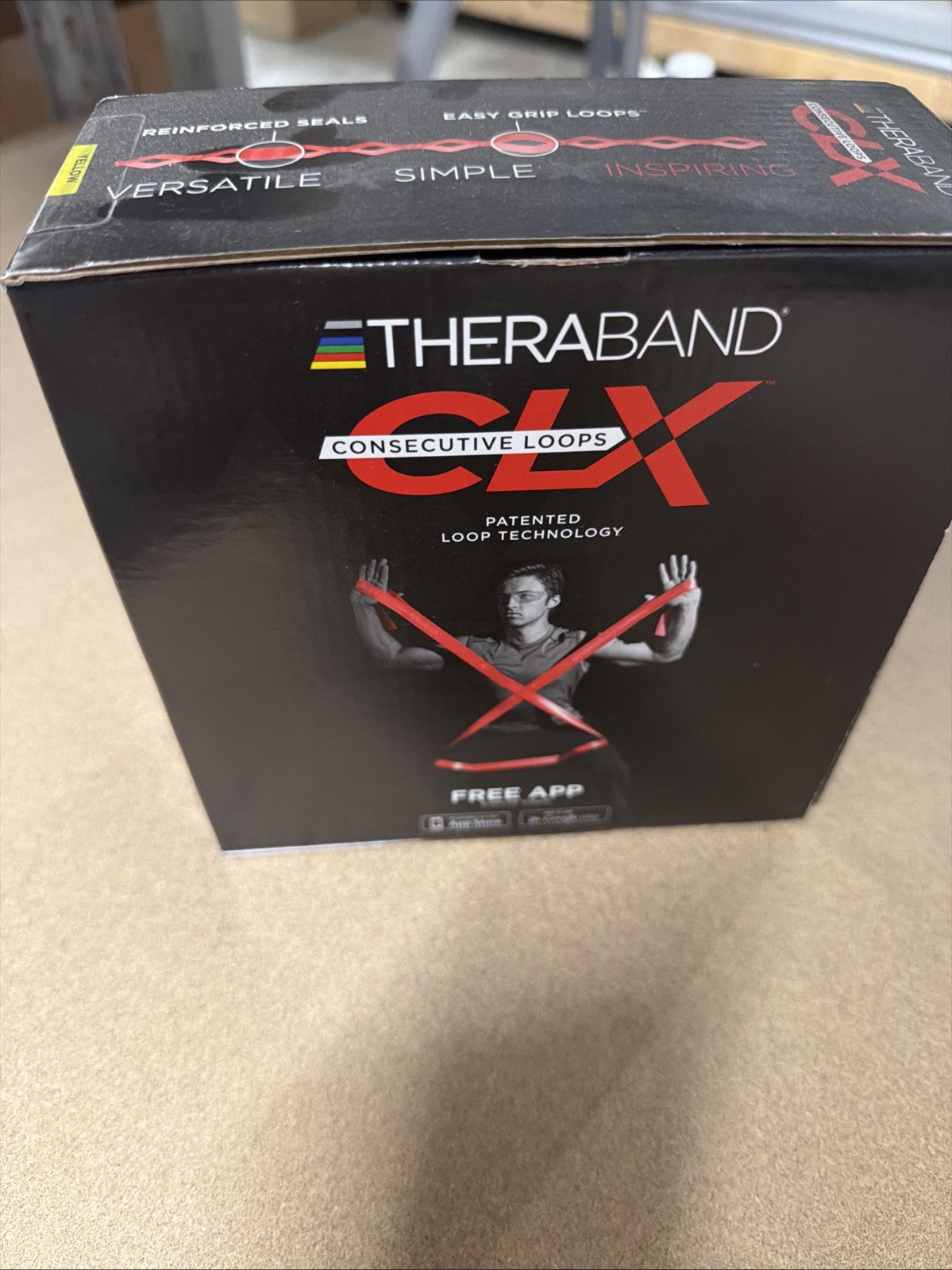 TheraBand Non-Latex CLX Consecutive Loops, 25 Yard Dispenser Box Yellow
