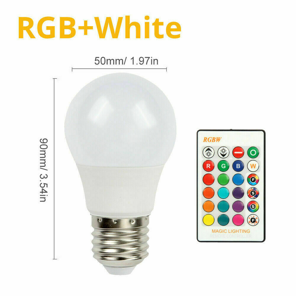 3W E26 E27 16 Color Changing Light Bulb w/ Remote Control Dimmable RGB LED Bulbs