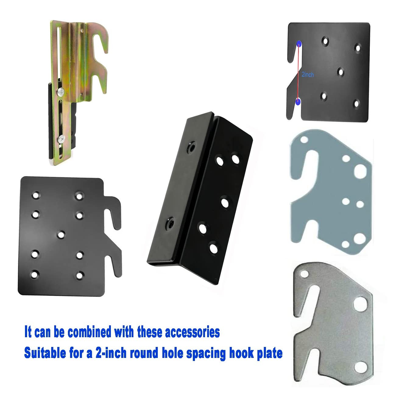 Bed Frame Bed Post Double Hook Slot Bracket, Bed Rail Hardware Attachment Bra...