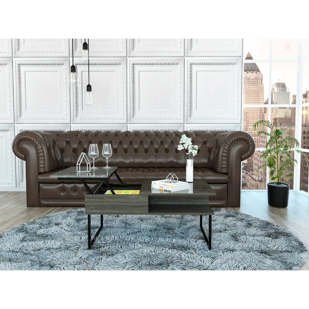 Atlanta Lift Top Coffee Table with Storage Shelf Carbon Espresso Onyx