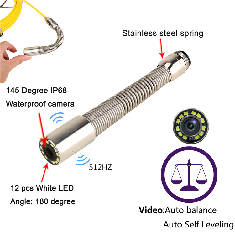 512Hz Transmitter Image Self-leveling Camera Head HD Pipe Inspection Camera