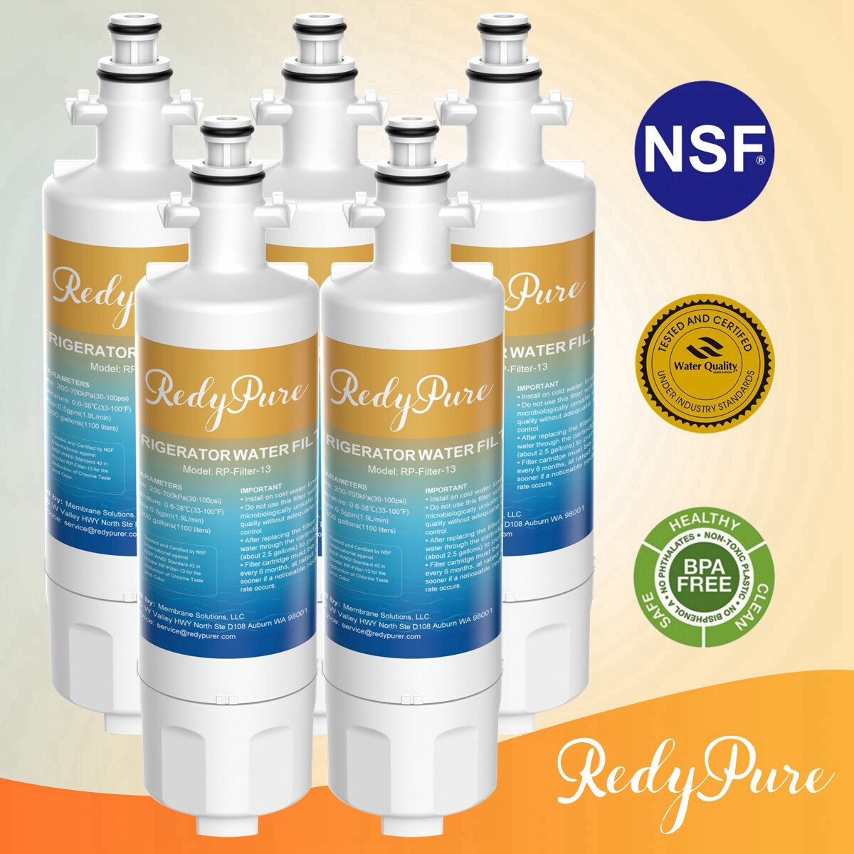 5 Pack Fit for LG LT700P ADQ36006101 Kenmore 469690 Refrigerator Water Filter US