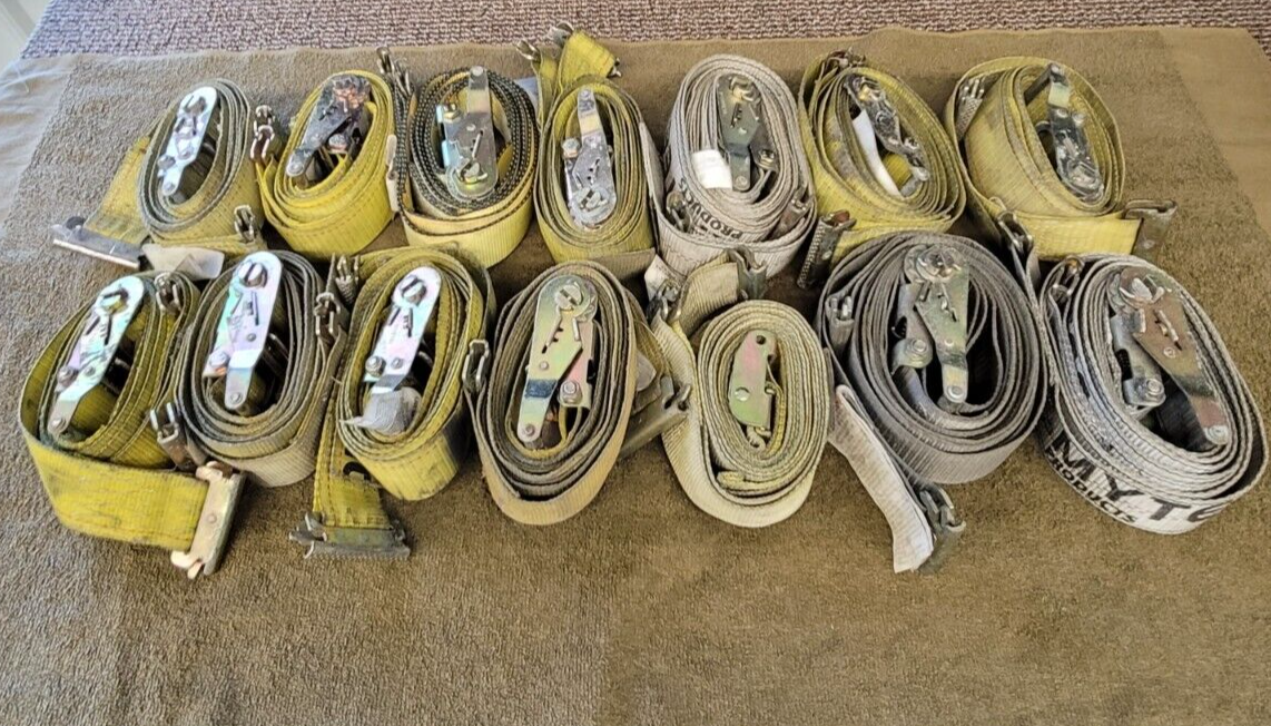 14 Cargo Ratchet Straps Hold Down Tie Down 2" 12' E Track Mytee Uscc US Logistic