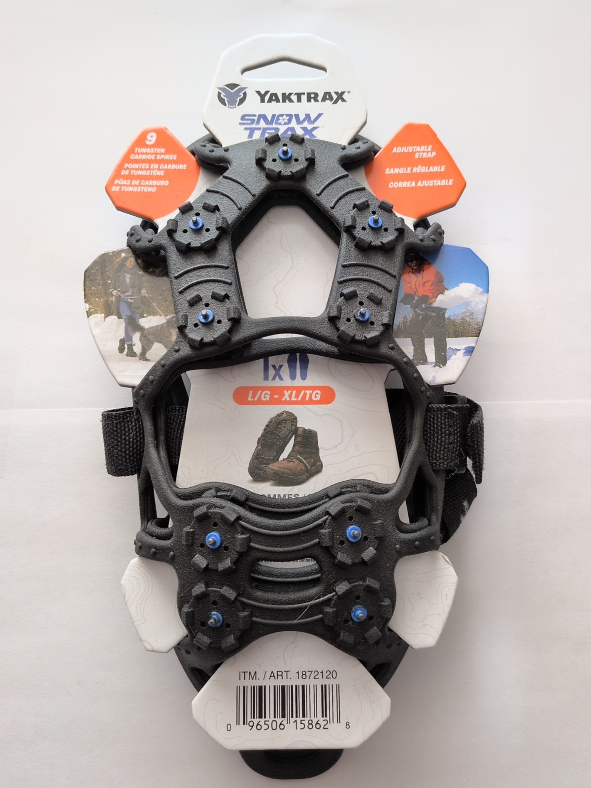 Yaktrax Snow Trax w/Carbide Spikes & Adjustable Strap L-XL Men 8-12 Women 9.5+ U