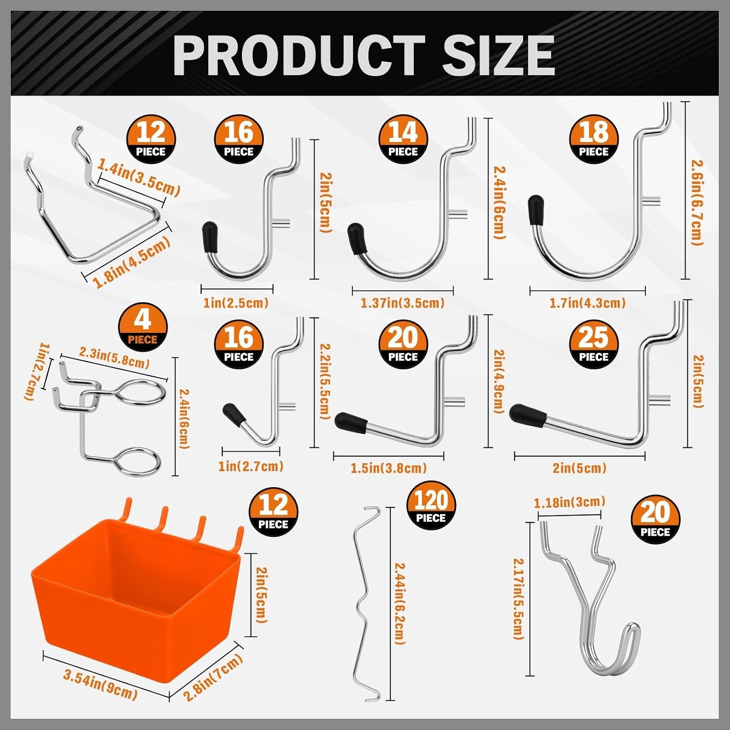 309 PCS Pegboard Hooks Assortment Kit – 17 Types Heavy Duty Peg Board Hooks &...