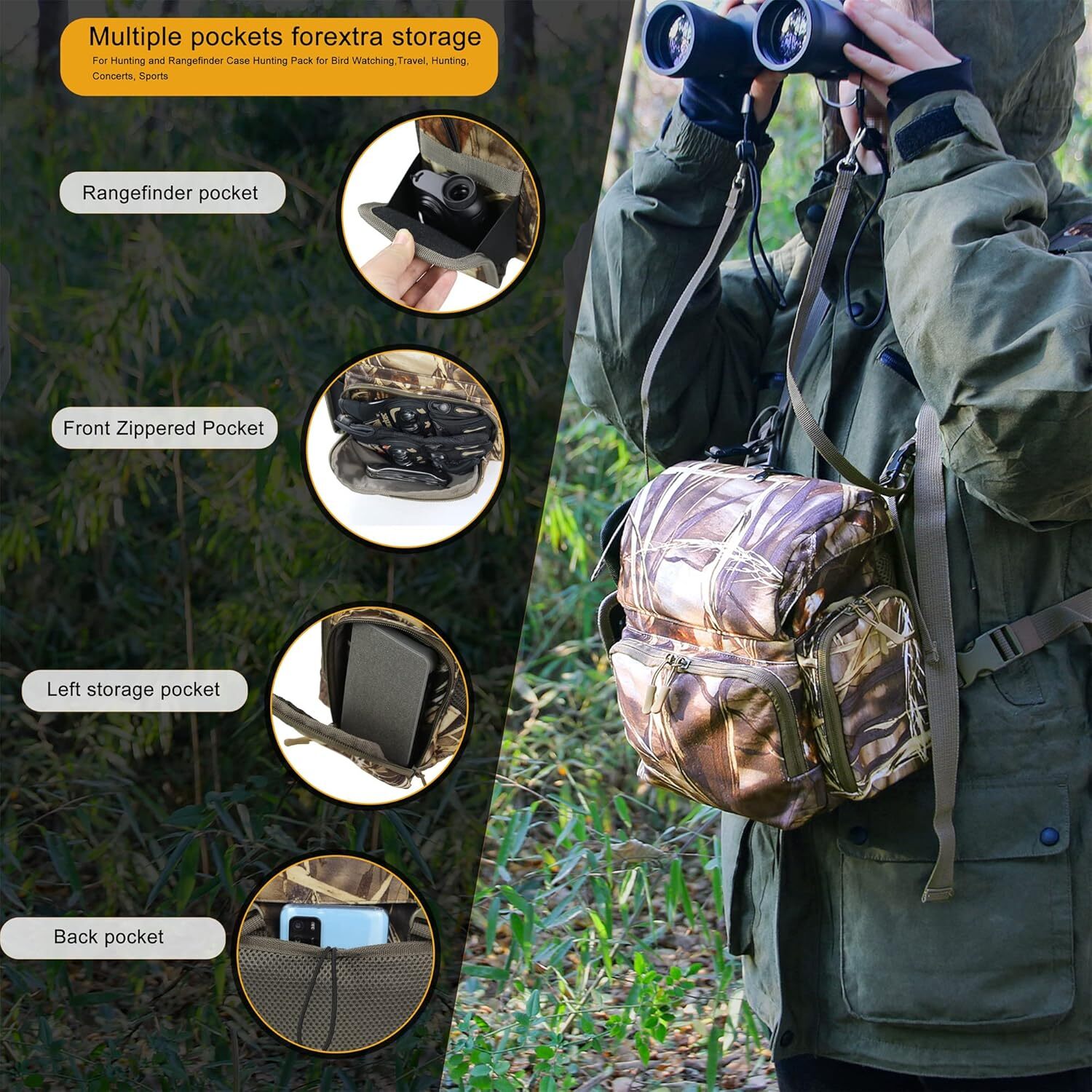 Binocular Harness Bino Harness Chest Pack with Rangefinder Pouch Bino Straps