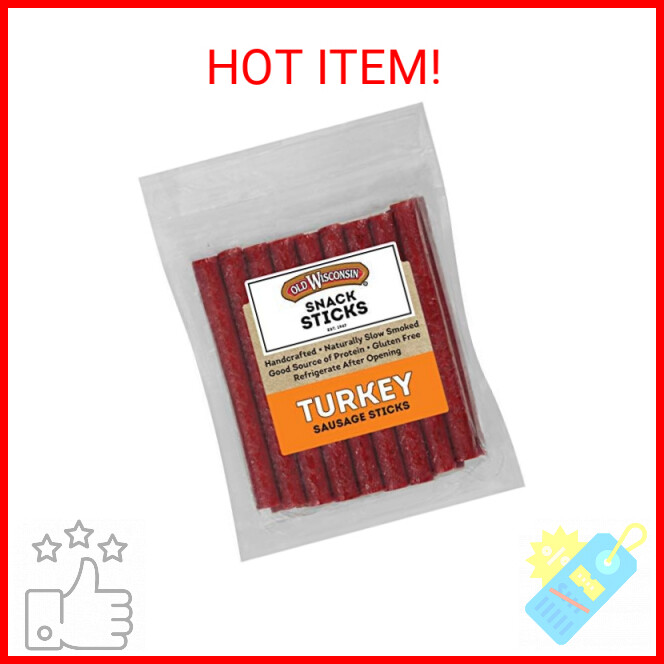 Old Wisconsin Turkey Sausage Snack Sticks, Naturally Smoked, Ready to Eat, High