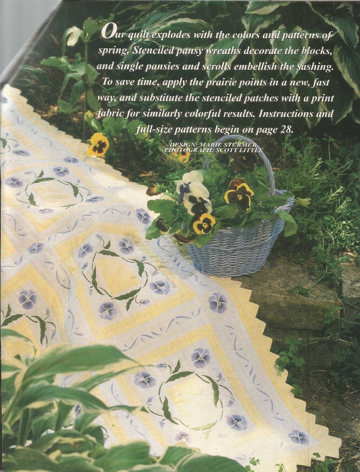 A0198 STENCILED PANSY QUILT PATTERN/INSTRUCTIONS