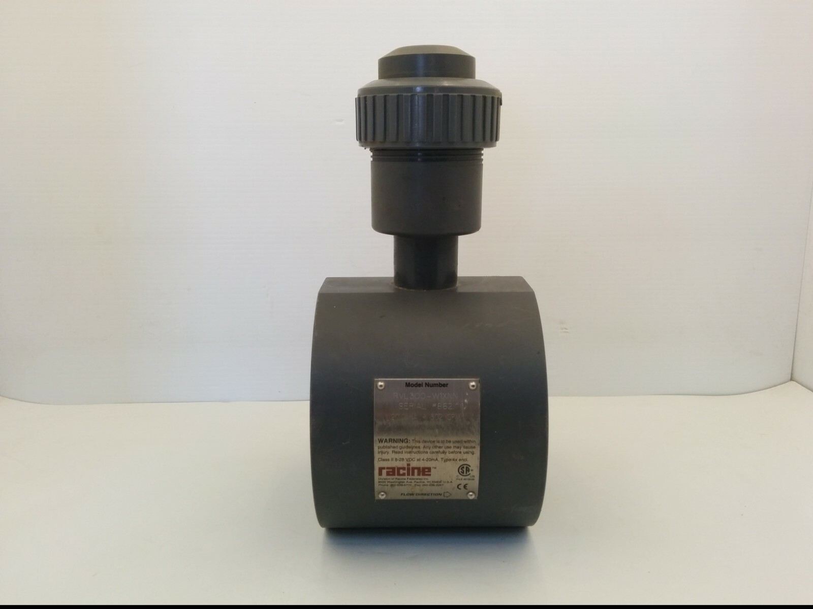 RACINE RVL300-W1XNN FLOW TUBE, 302GPM, CLASS II, 8-28VDC @ 4-20mA, TYPE 4X ENCL.