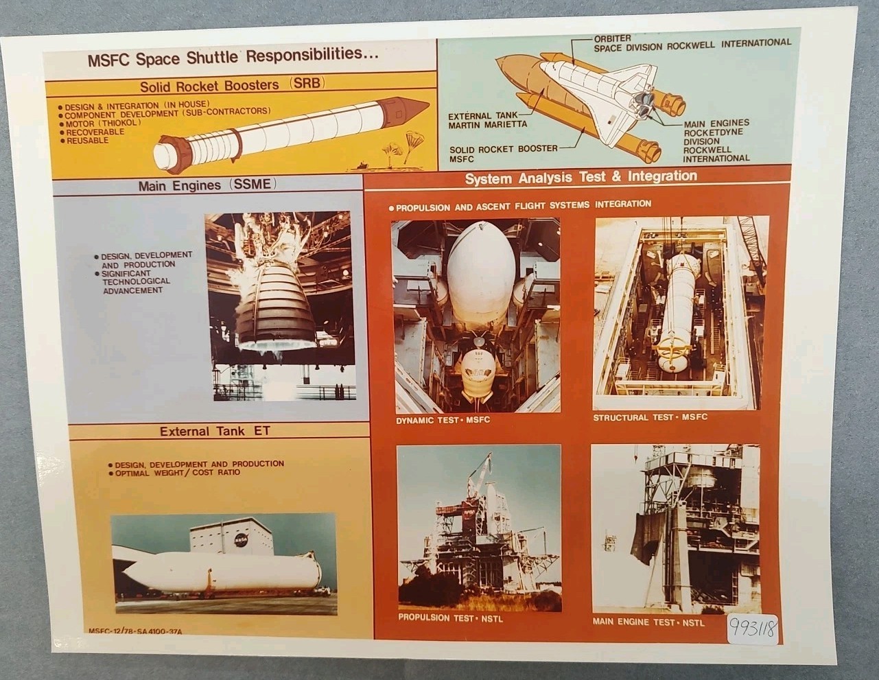 Rare Space Shuttle Responsibilities Print Photo NASA Redstone 12/78 Blue Stamp