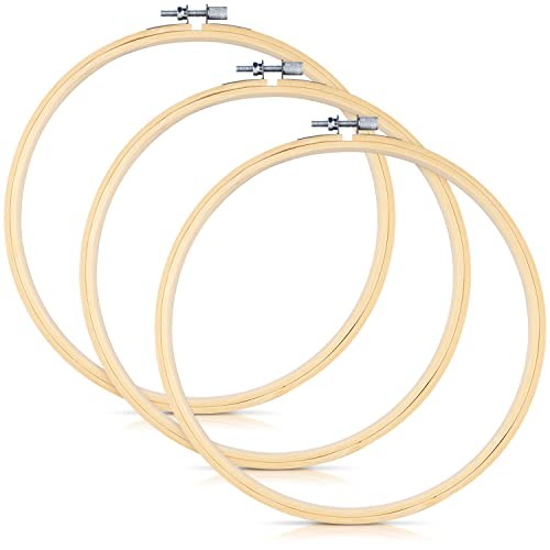 3 Pieces Embroidery Hoops, 8 inch Frame Circle Cross Stitch 8IN, 3 PCS Bamboo