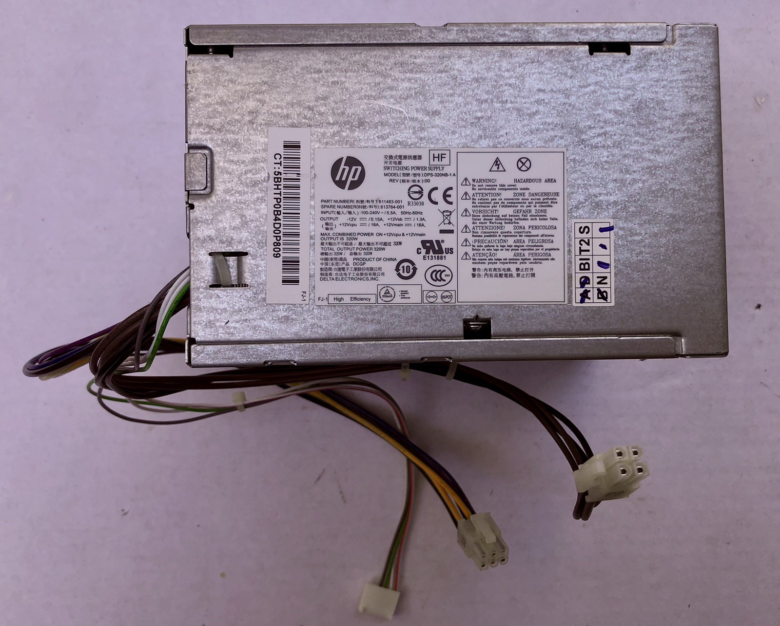HP Genuine OEM Elite 8200 8300 CMT 320W 611483-001 613764-001 Power Supply
