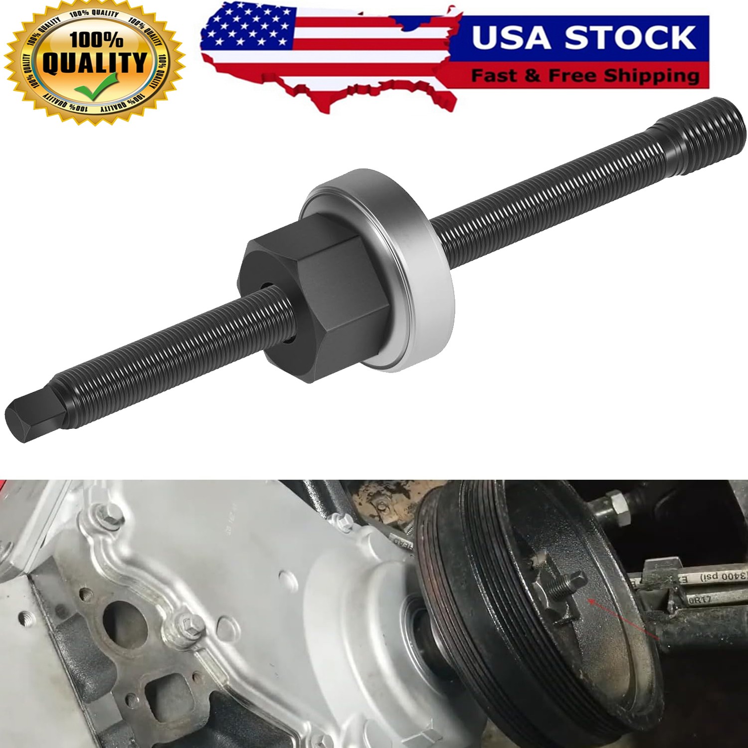 for GM Gen 3/4/5 V8 Engines M16 x 2.0 LS Harmonic Balancer Installer 15088