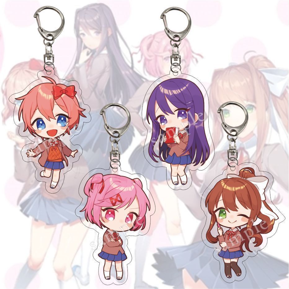 4pcs Doki Doki Literature Club Acrylic Keychain Monika Natsuki Keyring Bag Decor