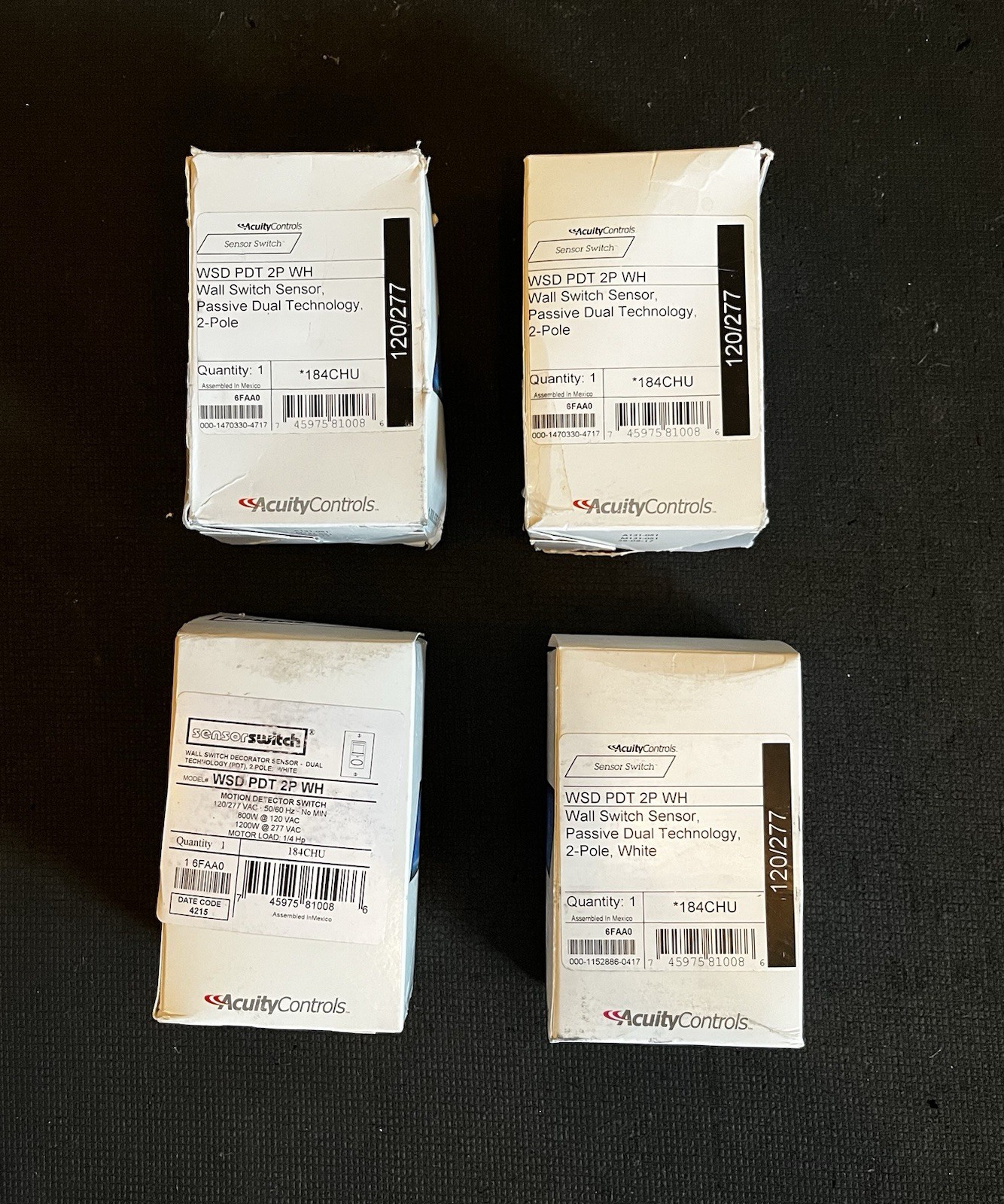 LOT OF (4) NEW Acuity Sensor Switch WSD PDT 2P WH 120/277 - IMPERFECT BOXES