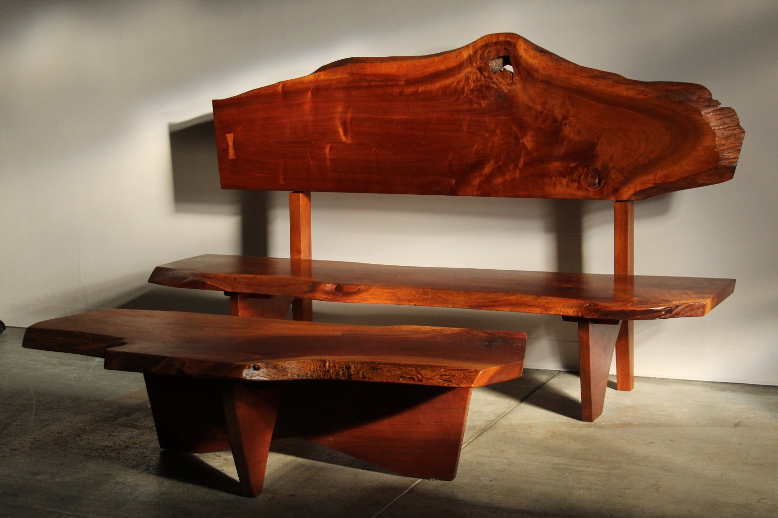 Studio Live-Edge Walnut Bench by Gino Russo, 1970s