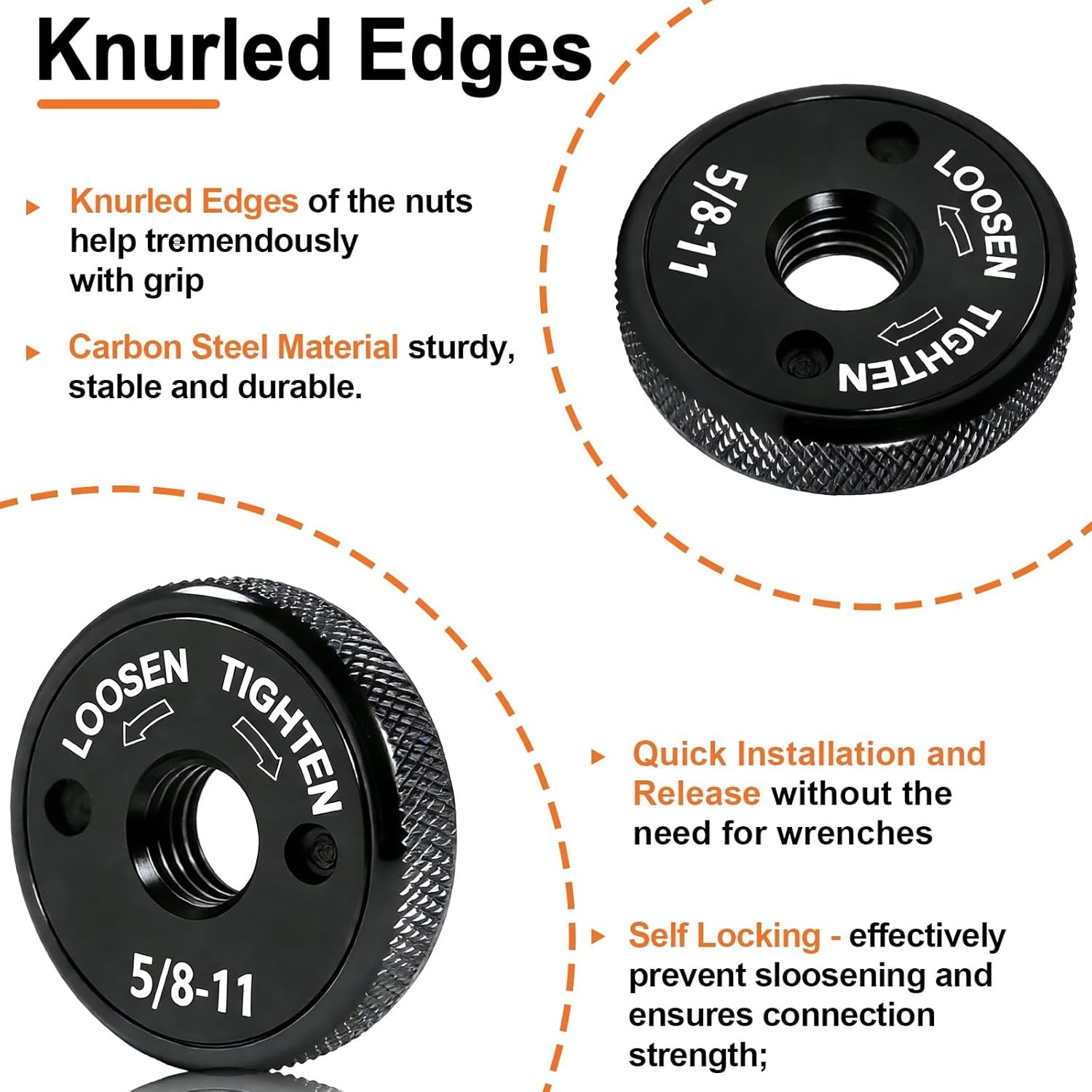 Quick Release Nut for Angle Grinder 4.5 5 Inch Steel No Wrench Needed