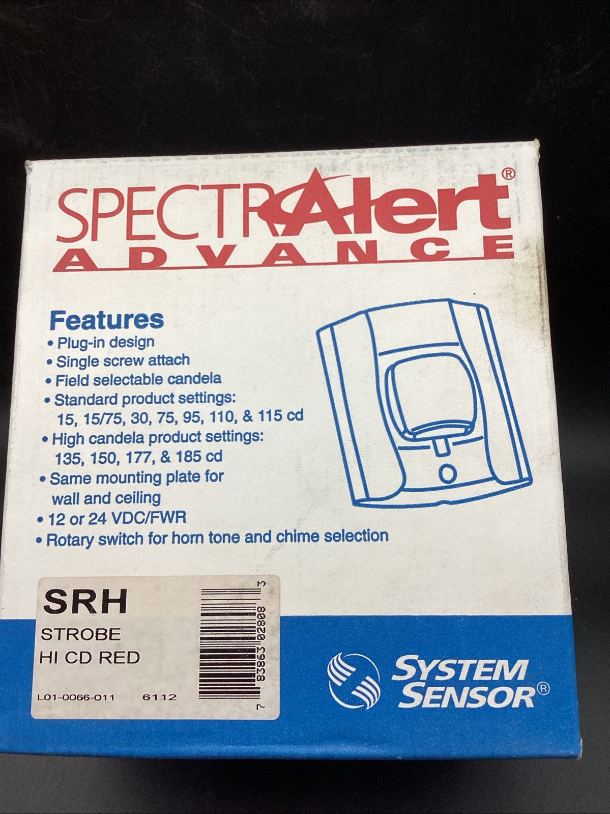 New In Box System Sensor SRH Strobe HI CD Red Fire Alarm Missing Screws &Manual