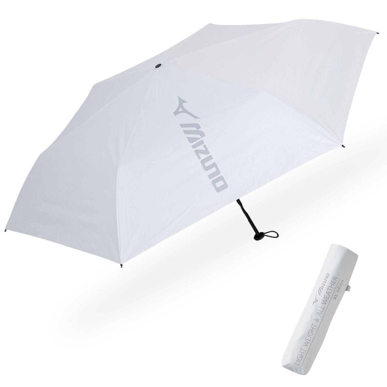 MIZUNO Folding Umbrella, Sun and Rain, 6 Pieces, 60cm Ribs, Big Logo, 52431