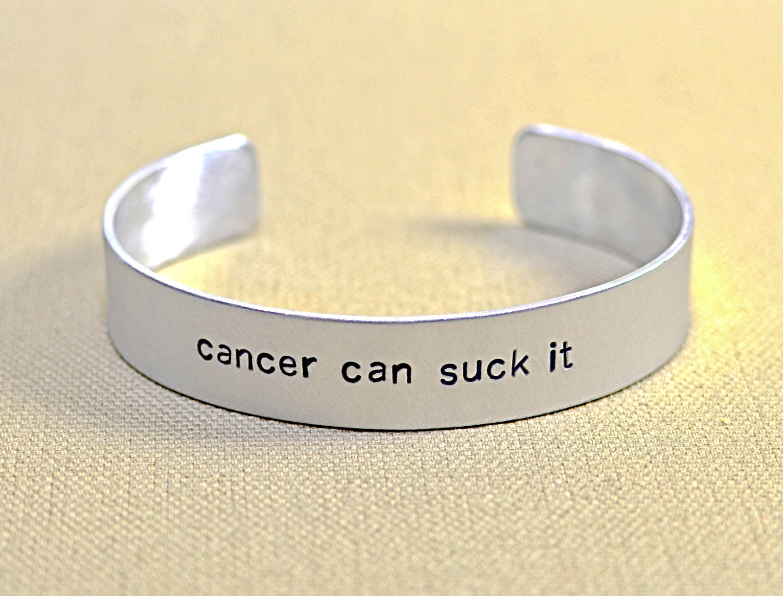 Cancer cuff bracelet in aluminum
