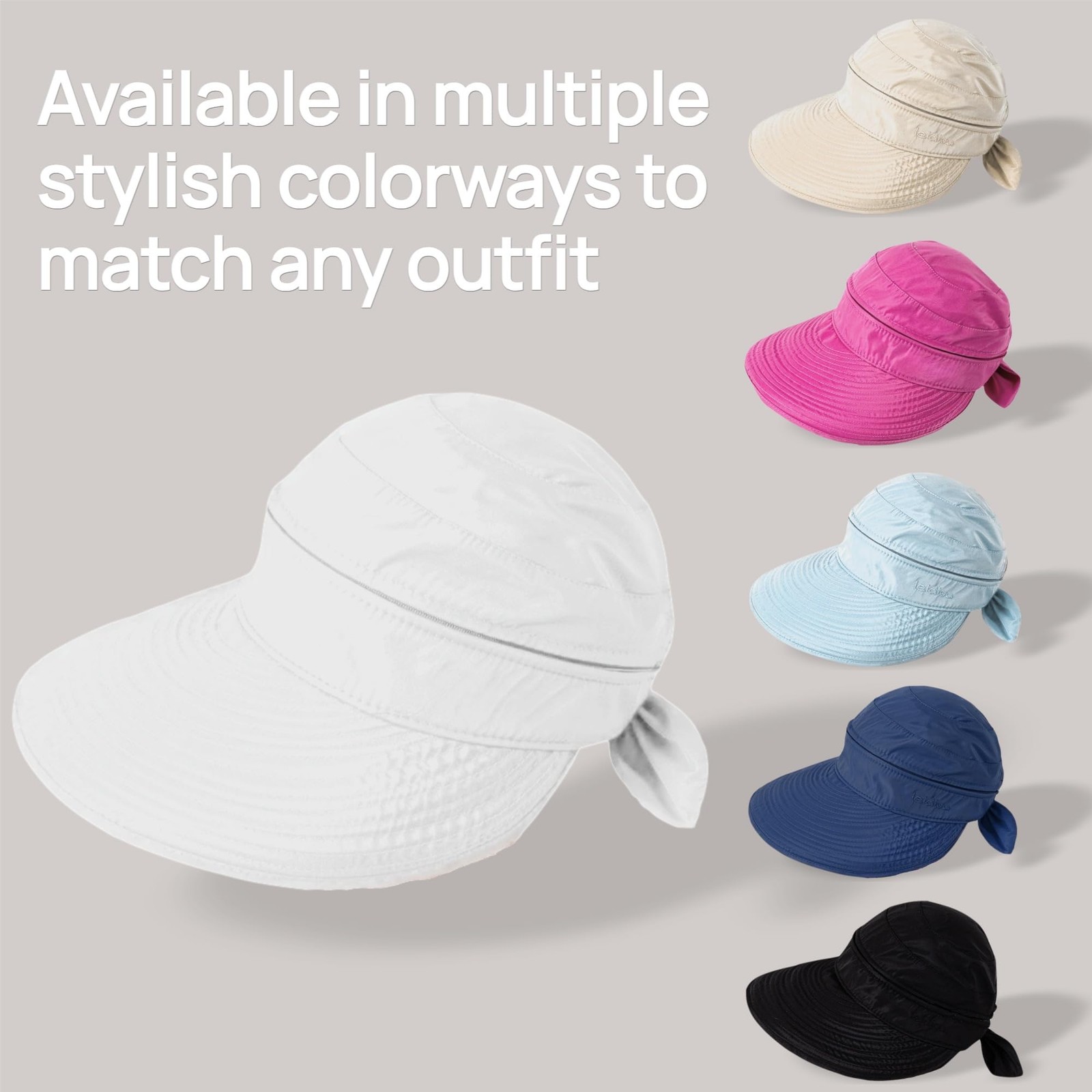2-in-1 Womens Sun Visor Hat Zipper Off Ponytail Friendly UV Protection