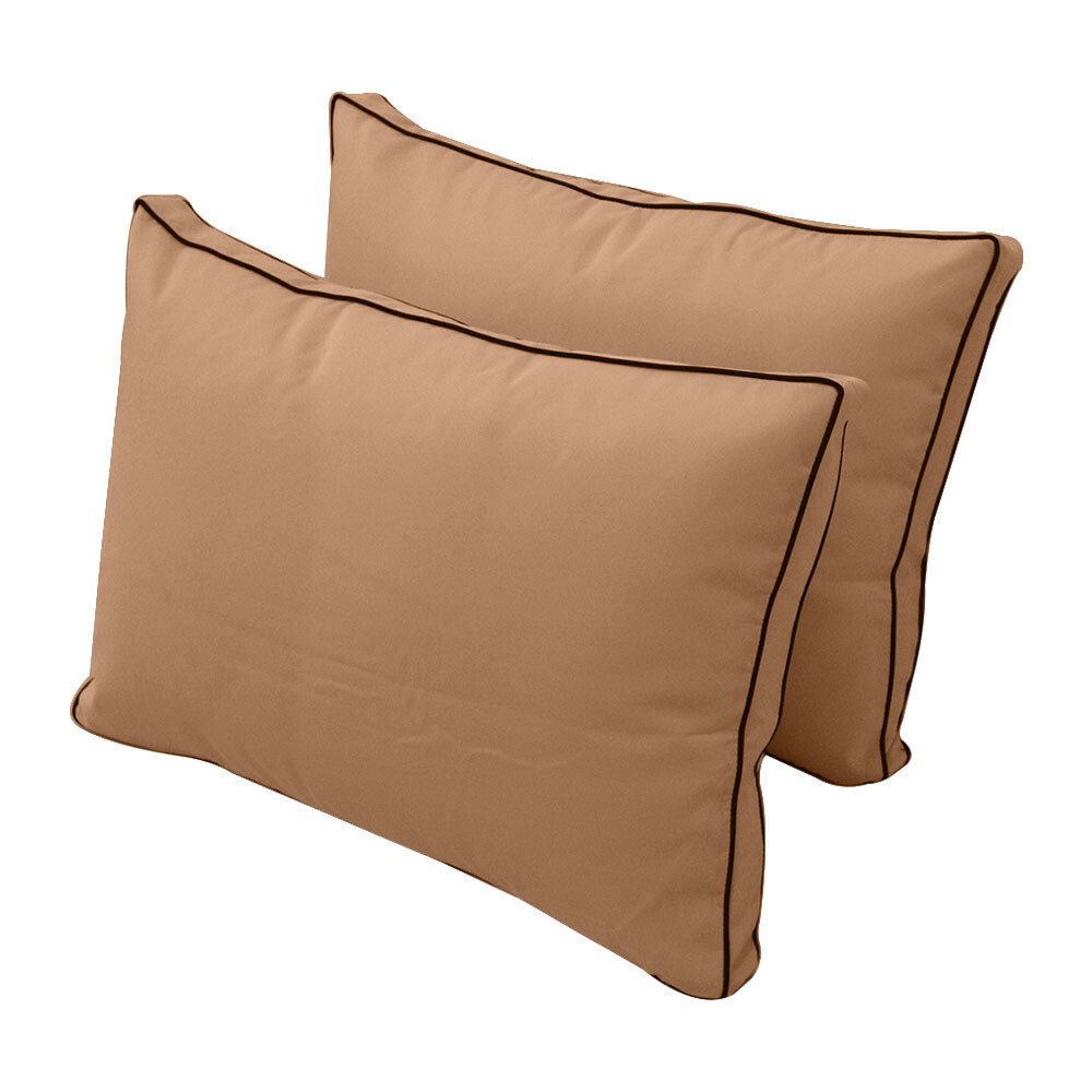 |SLIPCOVER ONLY| S1 Outdoor Bolster Back Pillow Covers Contrast Trim Twin AD104