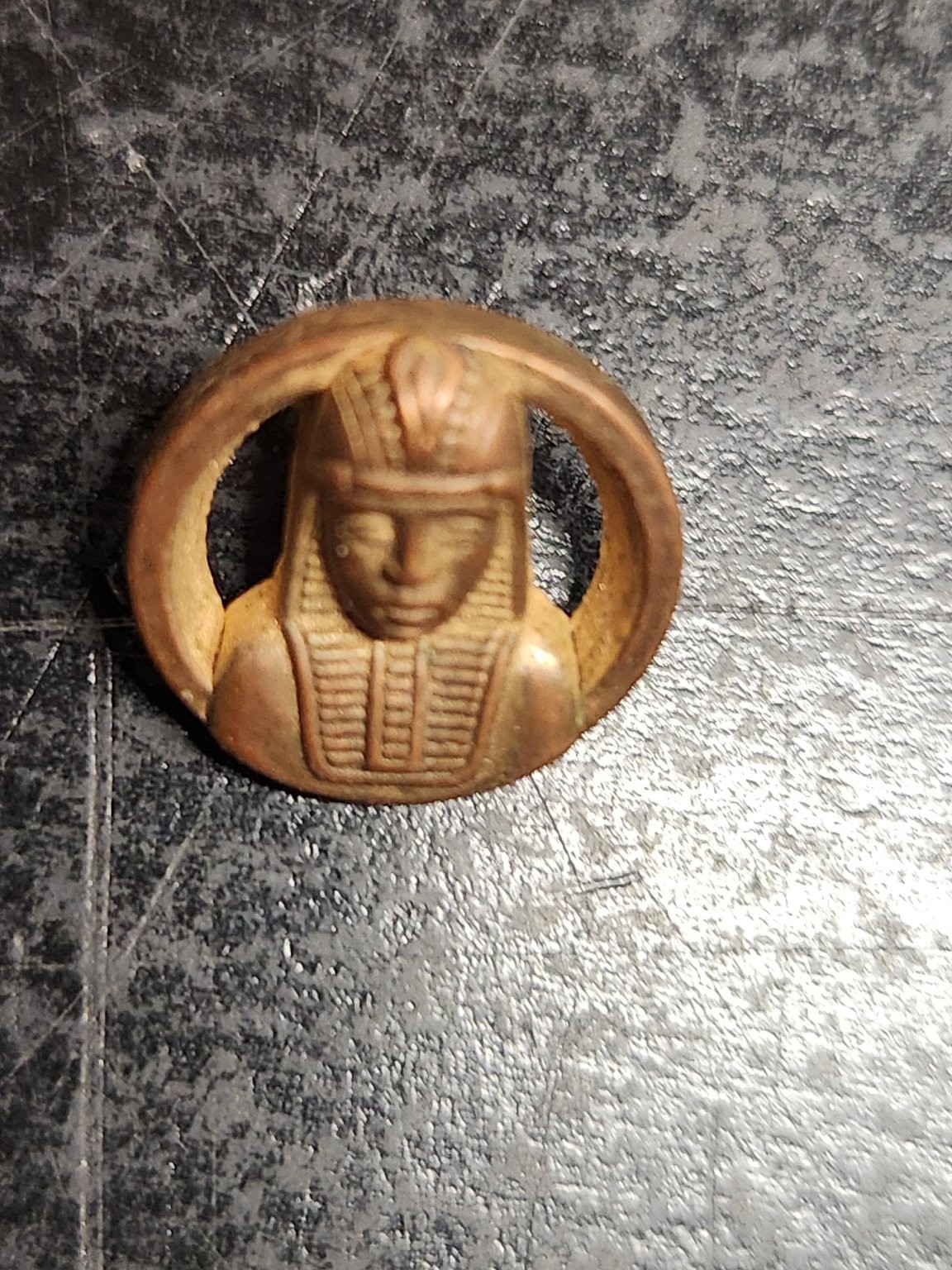 Vintage Egyptian Pharaoh Bust Metal Pin Sew-On Shank