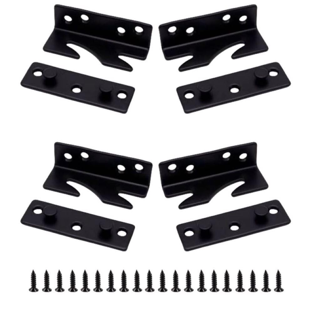 3.3-inch Bed Rail Bracket, 4 Pcs Black Iron headboard Bracket Frame Hardware ...