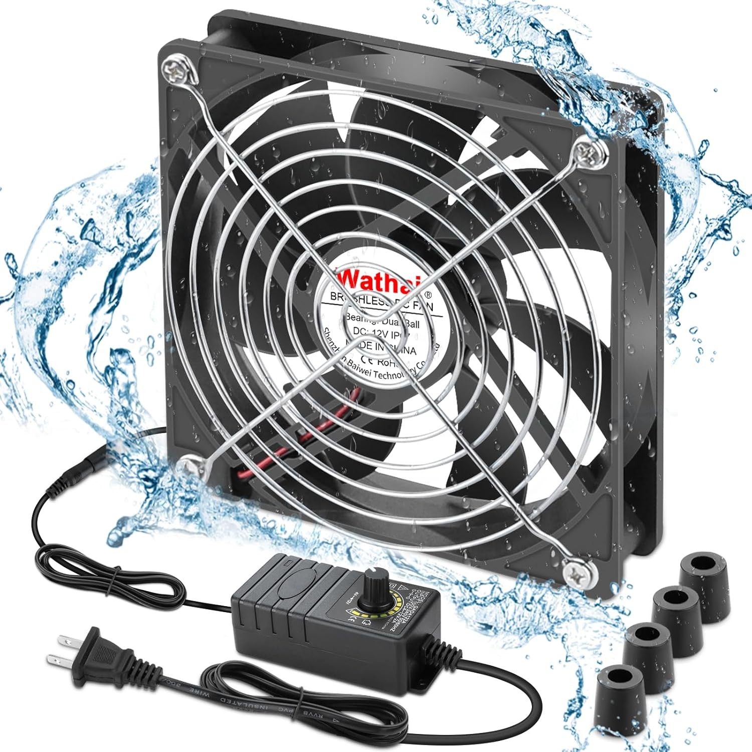 120mm x 25mm Waterproof Small Box Fan IP67 12V IP67 120mm fan with Controller