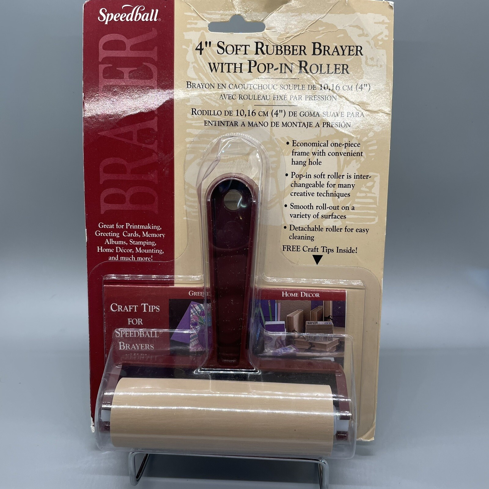 Speedball 4" Soft Rubber Brayer with Pop-In Roller Item #41217 - NIP