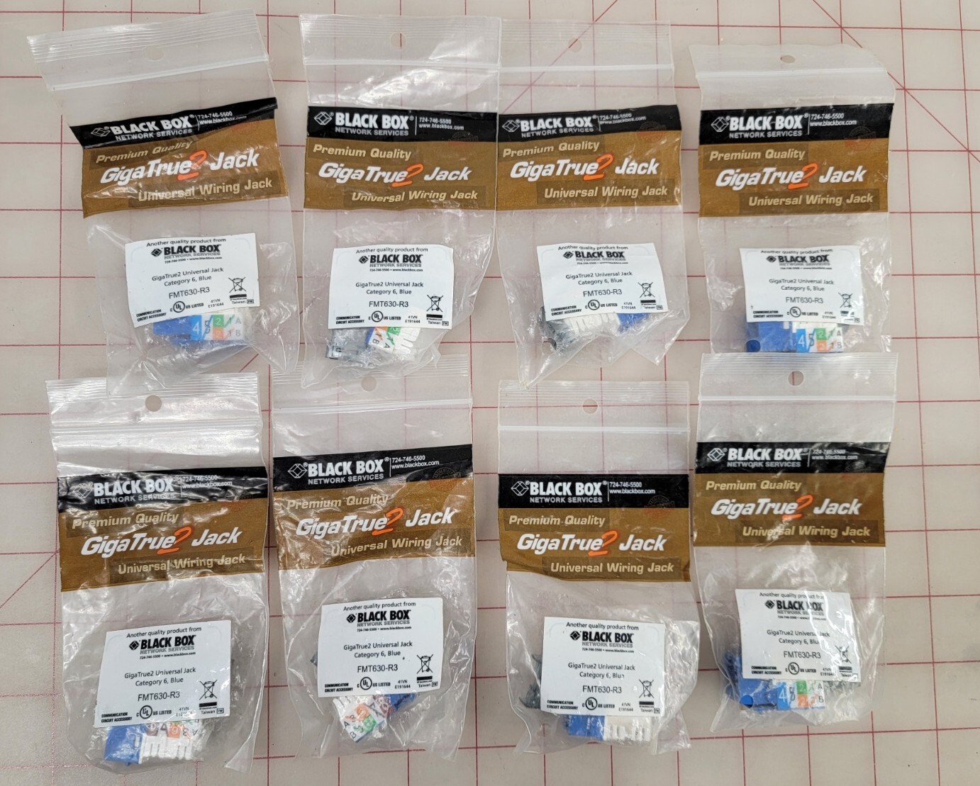 Lot of 8 - Black Box FMT630-R3 GigaTrue2 CAT6 Blue Universal Wiring Jack NEW