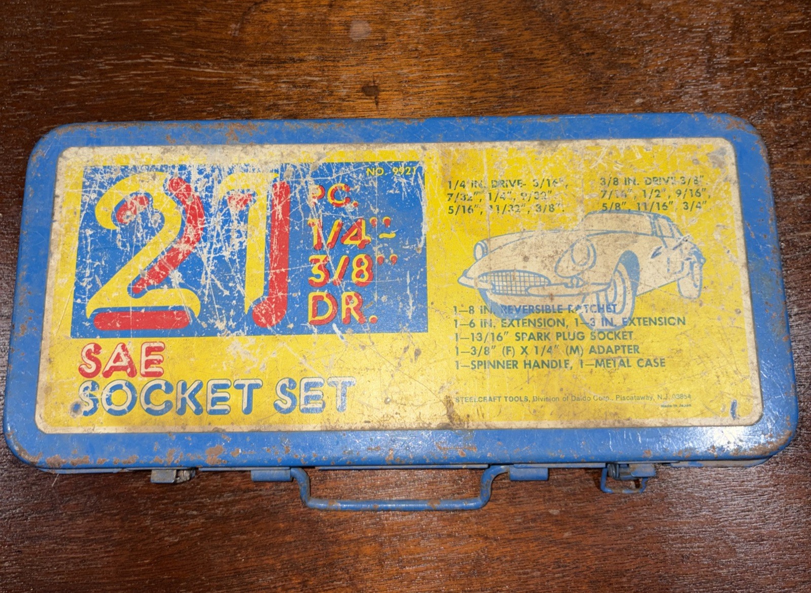 Vintage Steelcraft Tools SAE Socket Set Box Only Daido Corp. Made In AMERICA