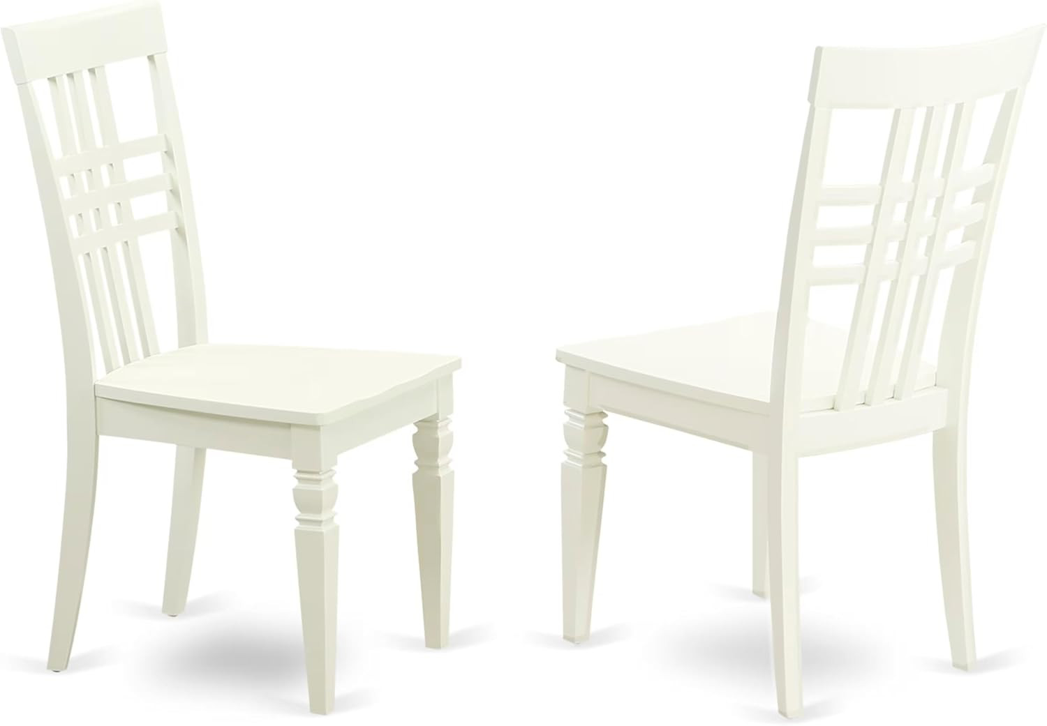 LGC-LWH-W Logan Kitchen Dining Chairs - Stylish Back Solid Wood Seat Chairs, Set