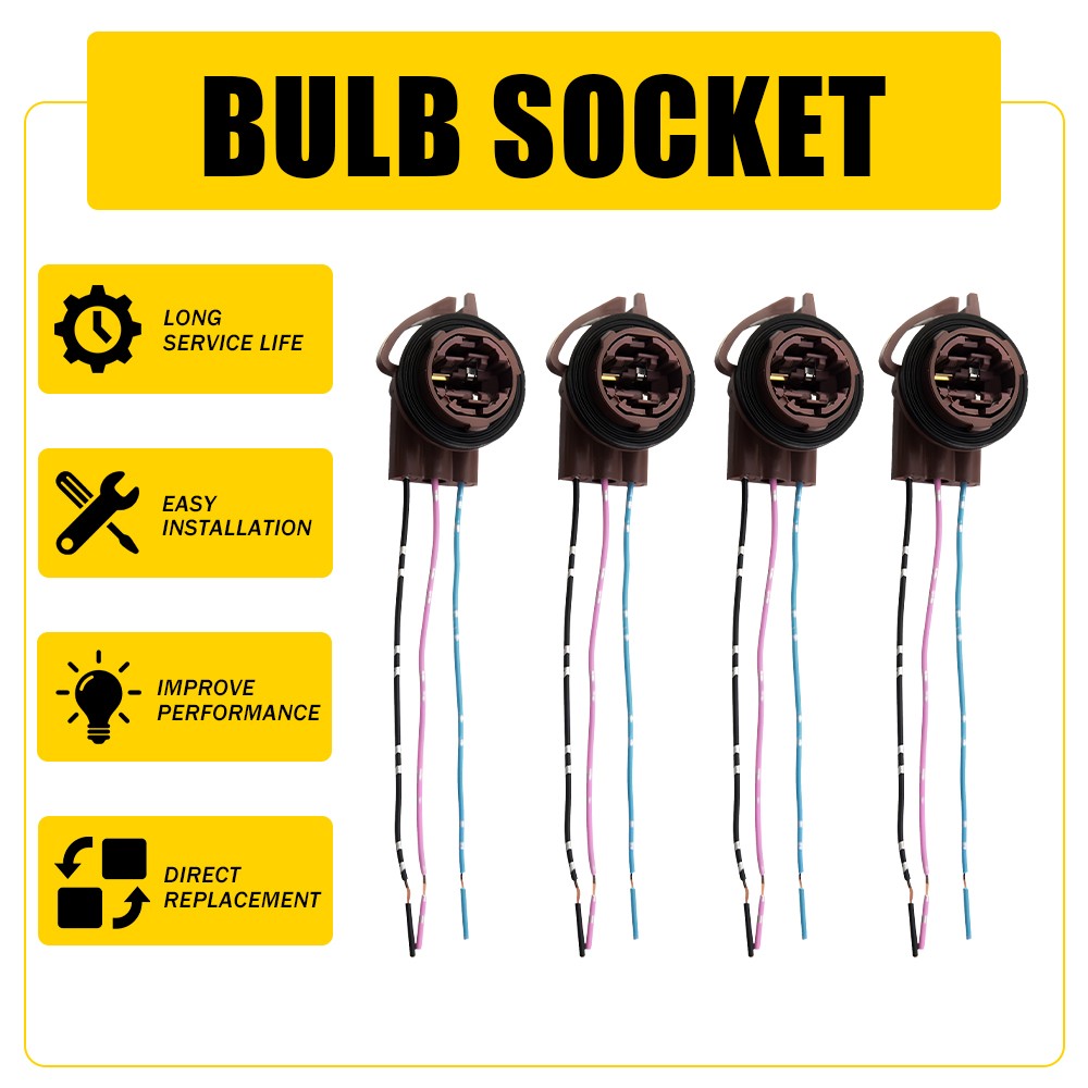 LED Plug Pigtail Brake Stop Turn Light Bulb Socket 4157 3-Wire 3157A 3157NA 3157
