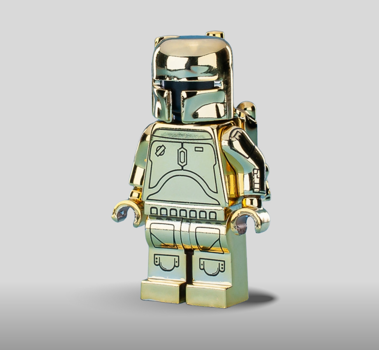 Retro style GOLD custom Boba Fett minifigure - star wars mandalorian