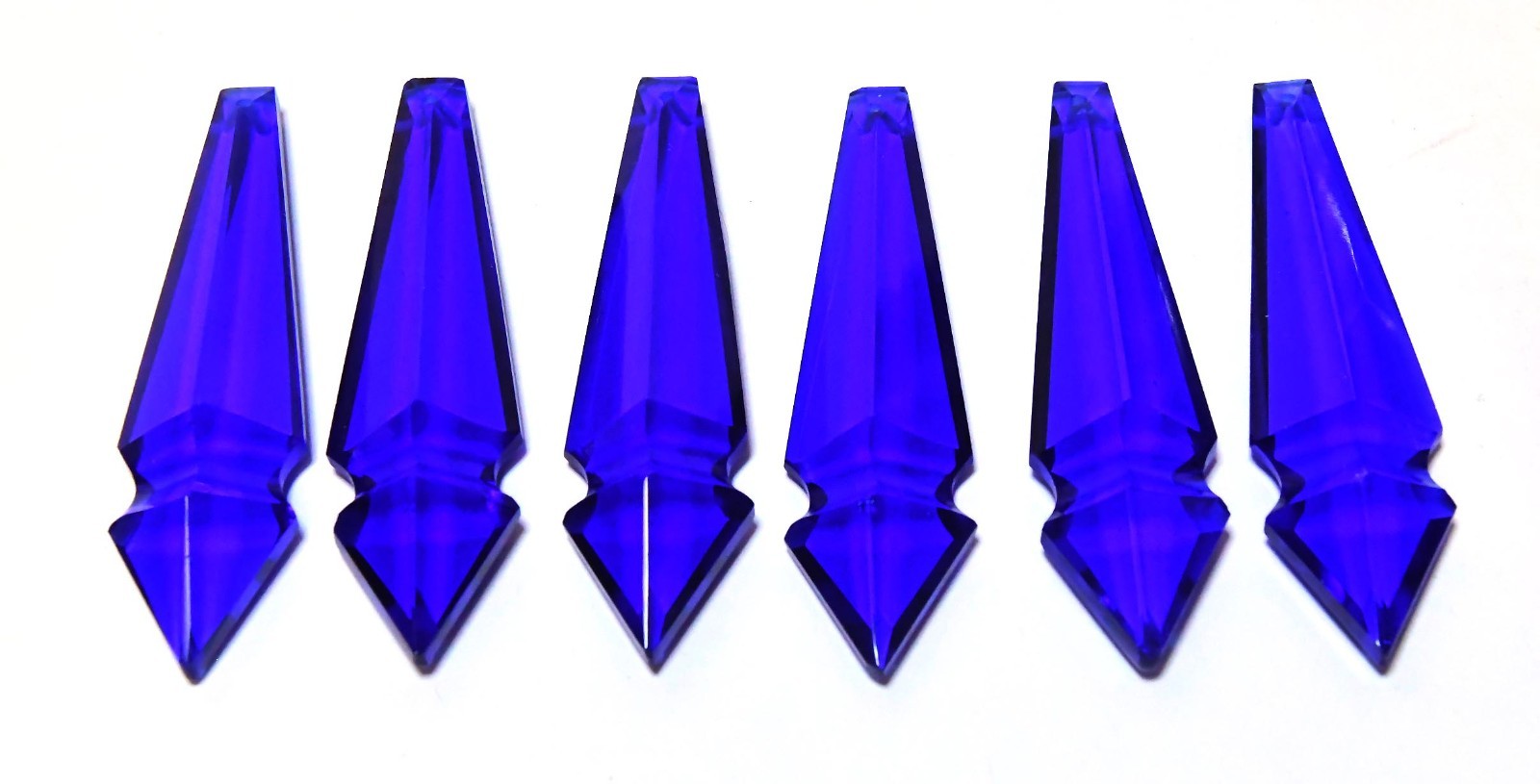 COBALT BLUE FACETTED CRYSTAL CHANDELIER  4 1/4 INCHES LONG
