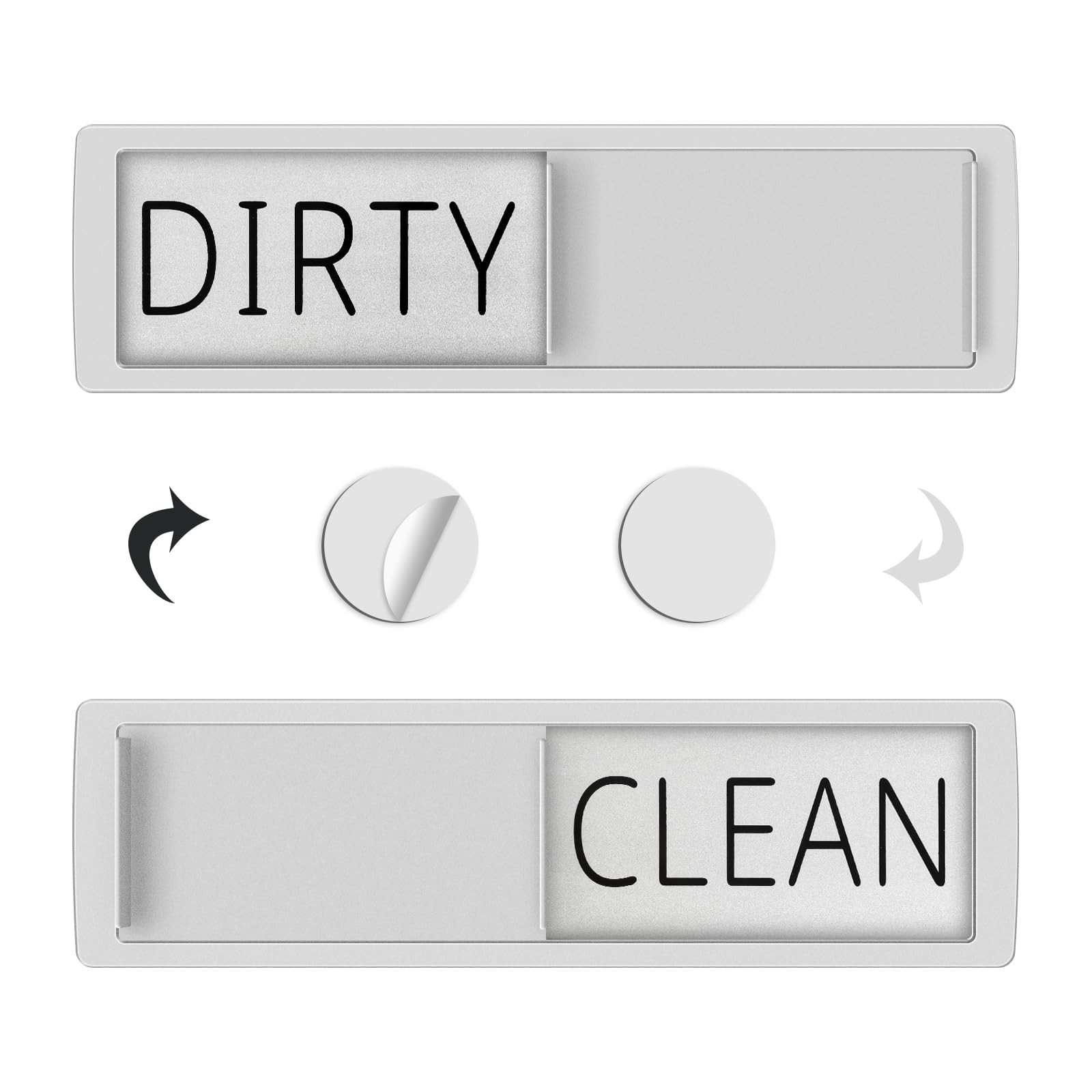 Dishwasher Clean Dirty Magnetic Non Scratch Adhesive Sign Indicator Silver