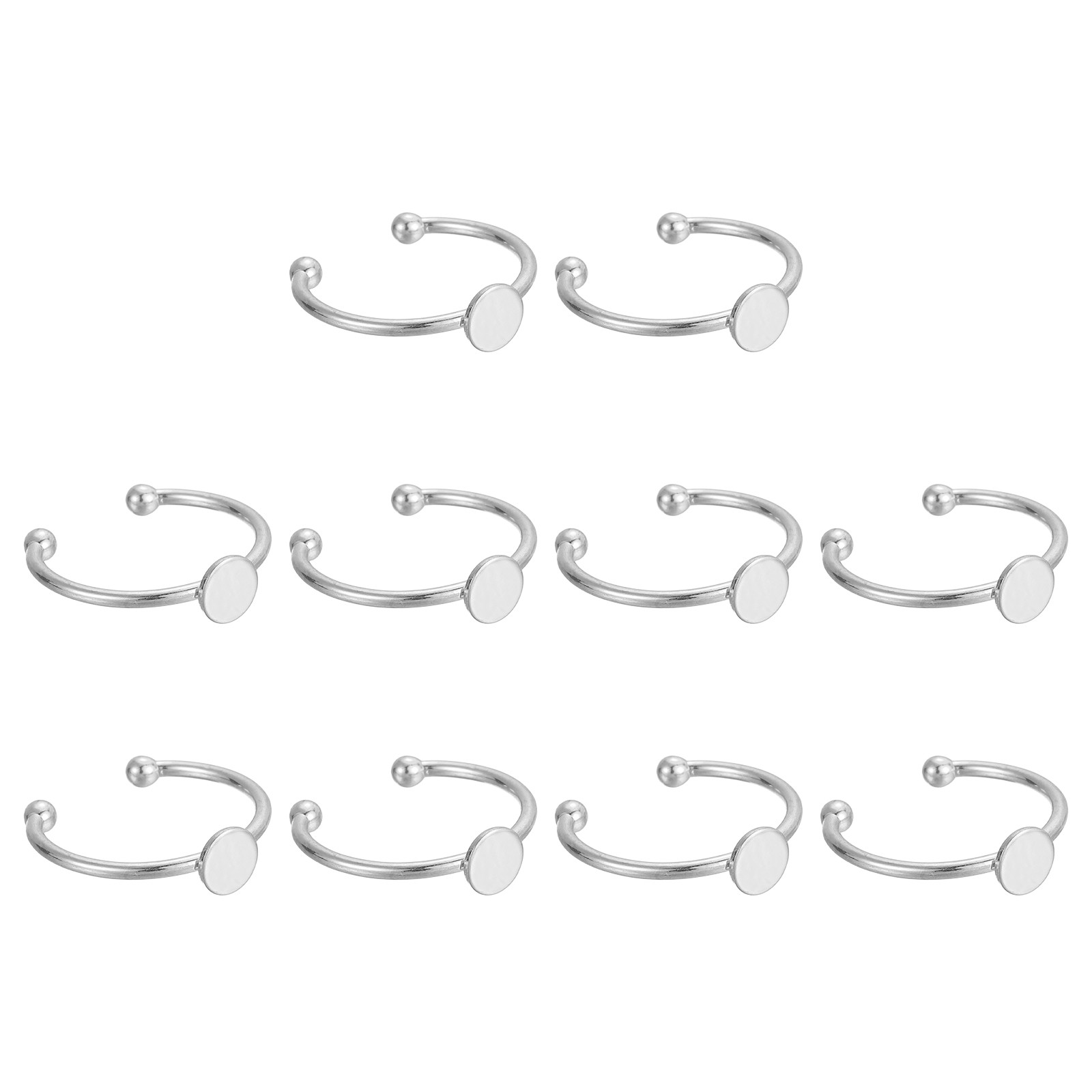 10 Pcs Metal Base Blank, 6mm Adjustable Pad Blank Base, Silver