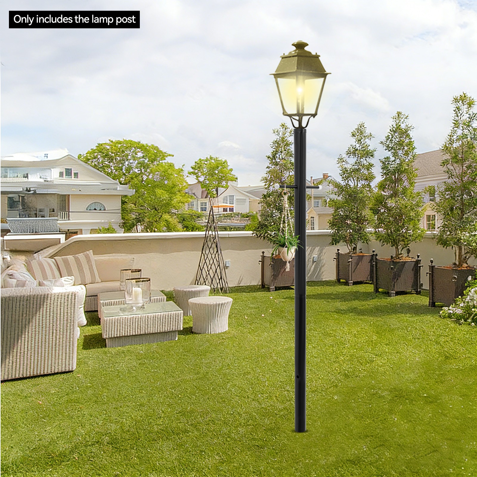 6.56ft Outdoor Lamp Post, Split Street Light Pole w/ Cross Arm For Driveway Yard