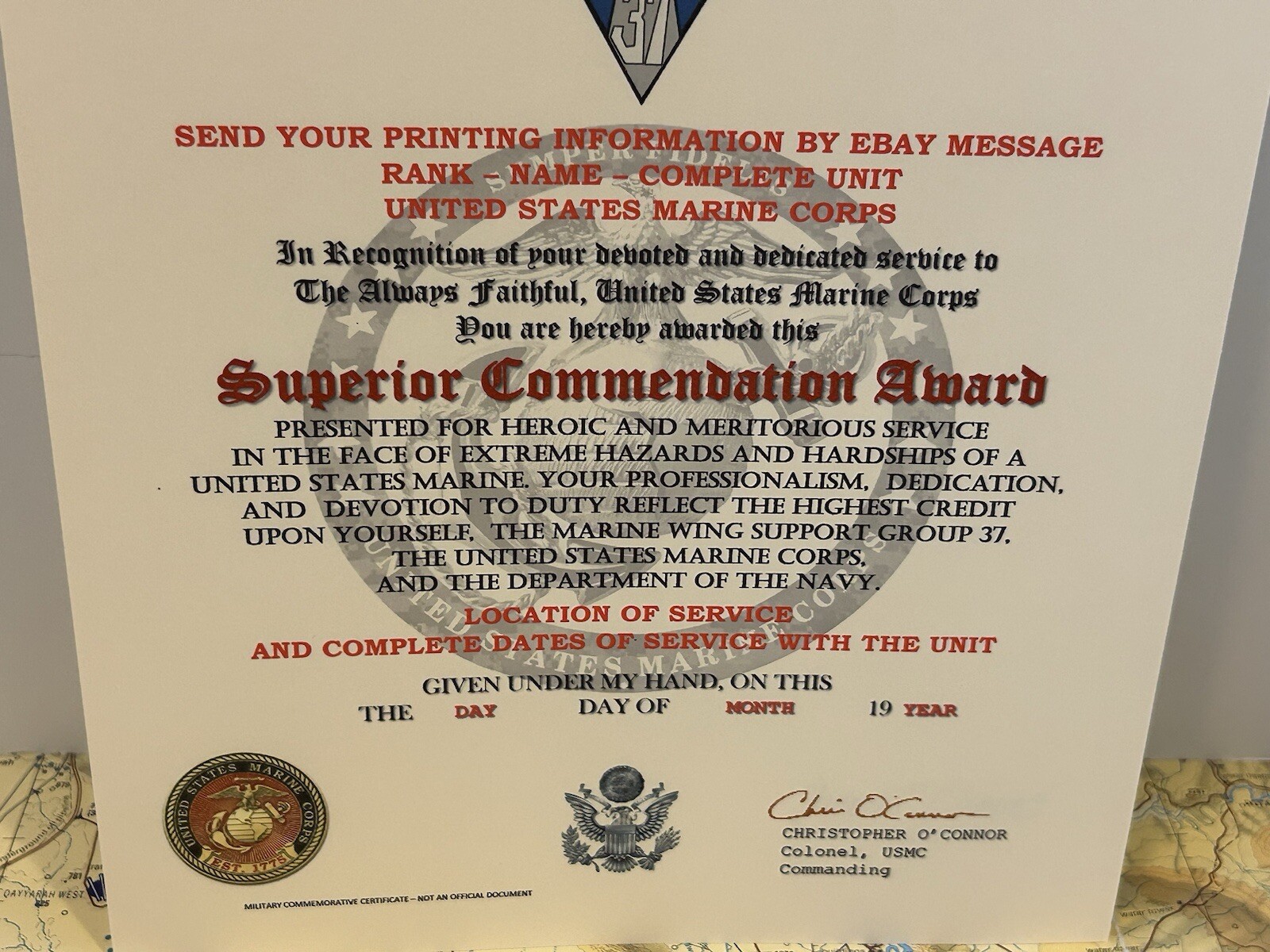 U.S.M.C. / MARINE WING SUPPORT GROUP 37 - SUPERIOR COMMENDATION AWARD