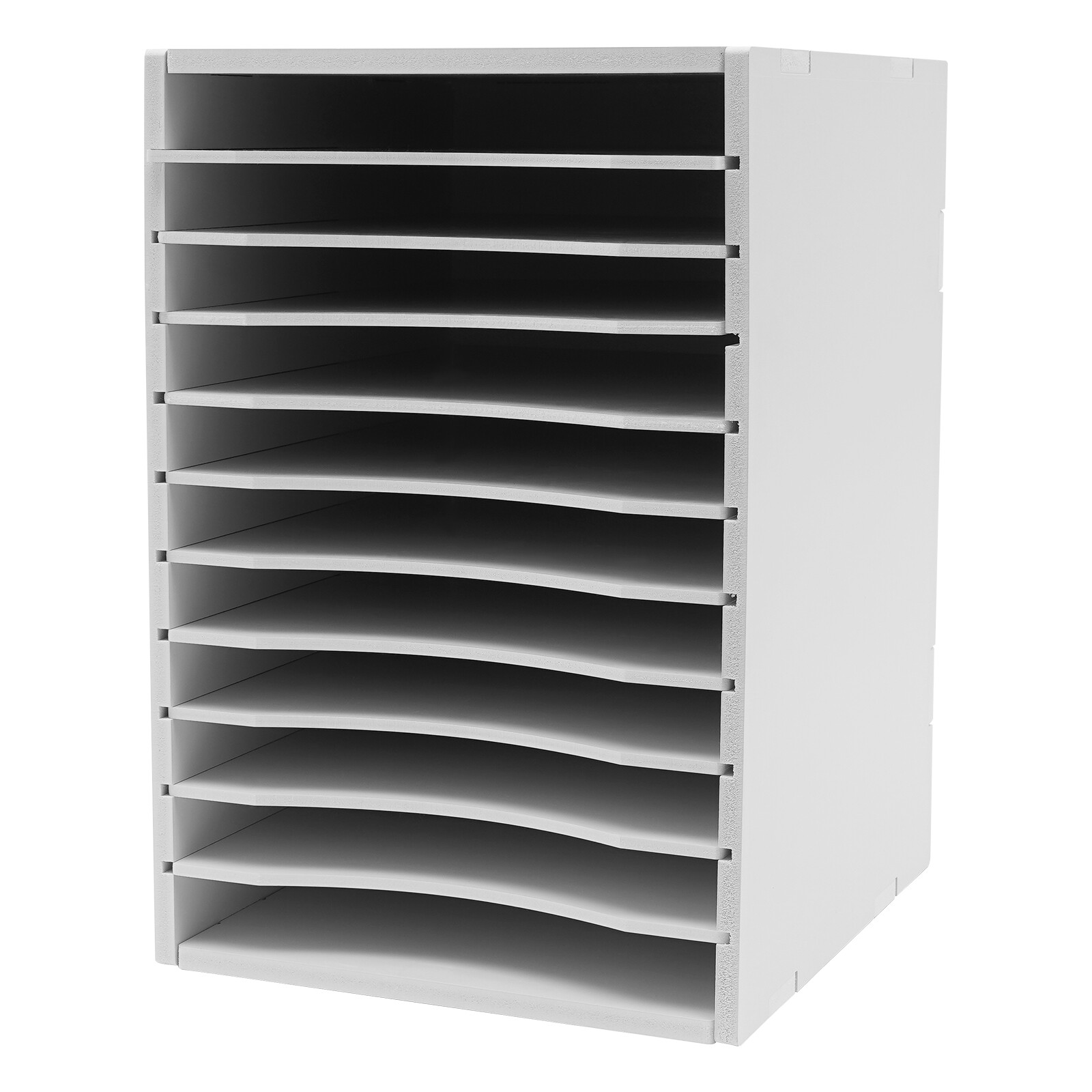 Vertical Desktop Sorter, 11 Compartment, White, Durable Laminate Finish USA