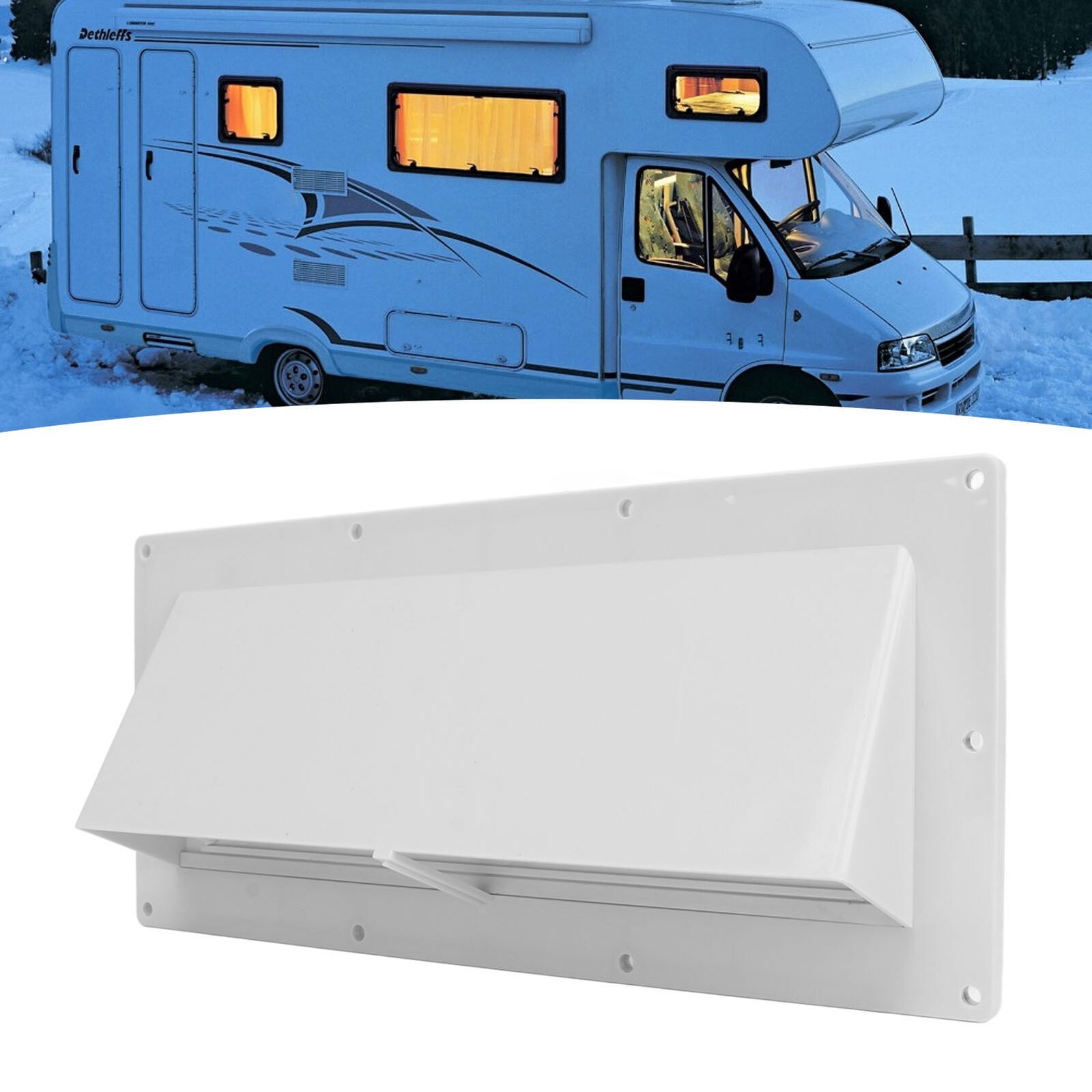 RV Exhaust Vent Cover White Range Hood Sidewall Vent Cover with Lockable Clips