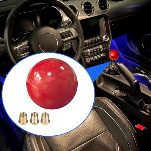 Round Ball Shift Knob Marble Style Universal Gear Shift Knob with 3 Red