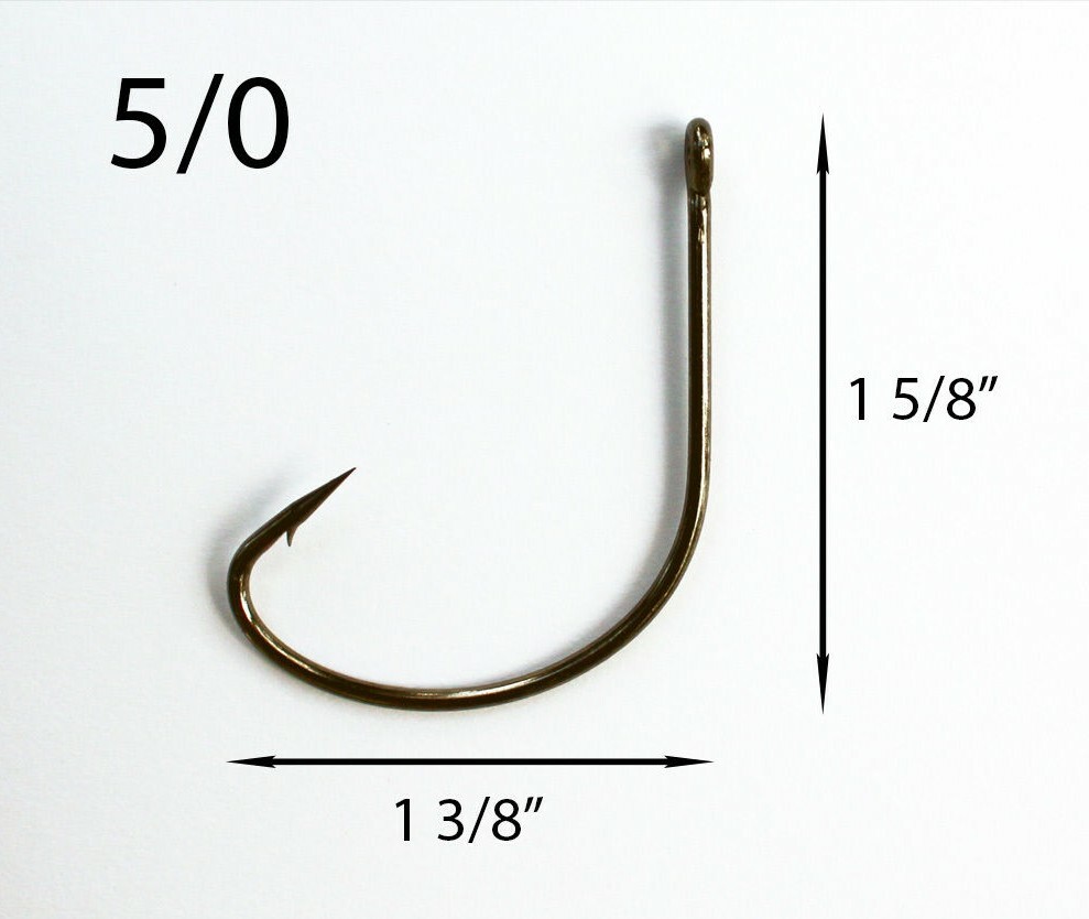PACK OF 50 Size 5/0 TACKLEWORKS Kahle Offset Black Nickel Hooks Straight Eye