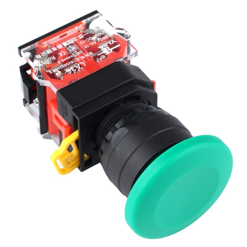2Pcs 22mm Mushroom head push button switch Maintained Green button power switchs